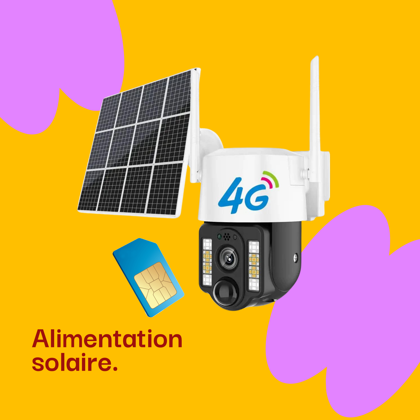Caméra solaire 4G SIM 5MP zoom X10 FULL HD 1080P