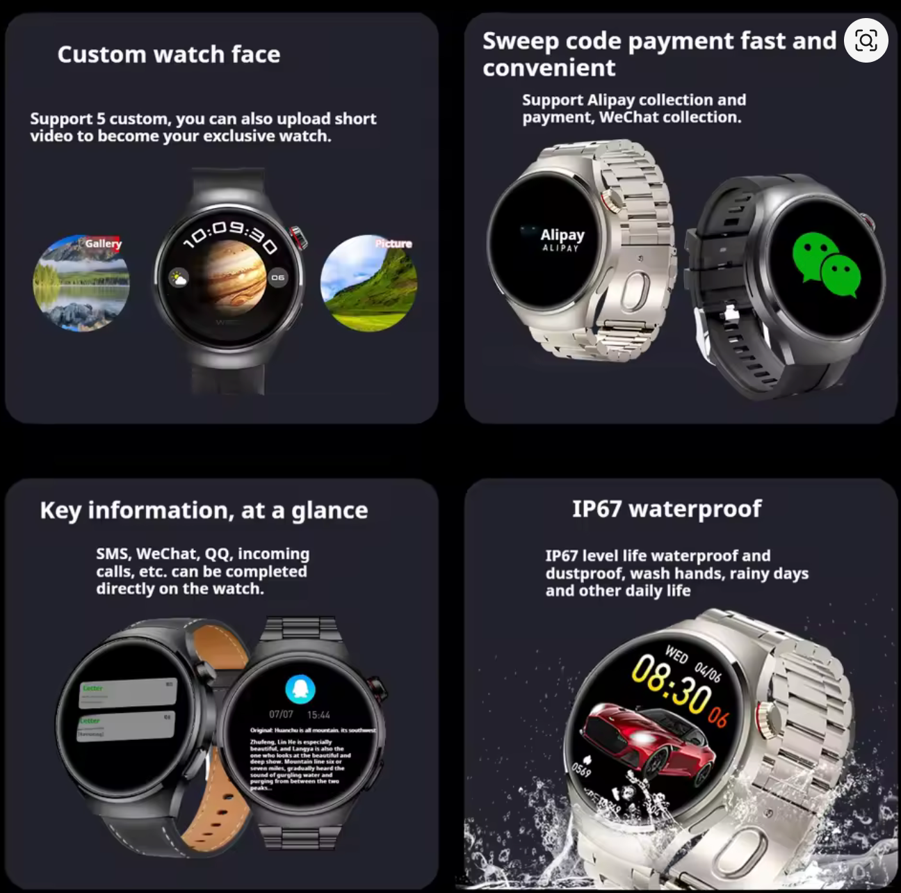 C60-G7 MAX – Montre Intelligente avec Chargement Sans Fil